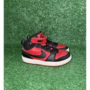 Nike Court Borough Mid 2 Toddler Kids Size 11C Black Red Walking Shoes Sneakers